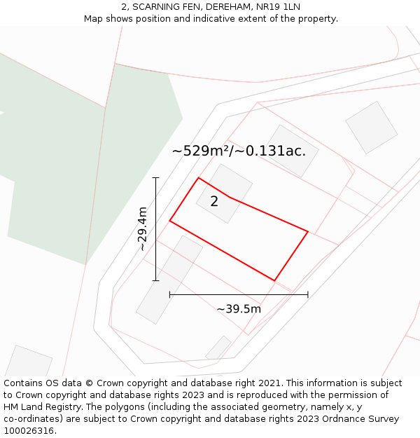 2, SCARNING FEN, DEREHAM, NR19 1LN: Plot and title map