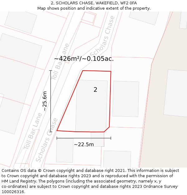 2, SCHOLARS CHASE, WAKEFIELD, WF2 0FA: Plot and title map