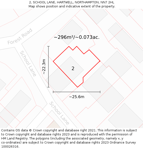 2, SCHOOL LANE, HARTWELL, NORTHAMPTON, NN7 2HL: Plot and title map