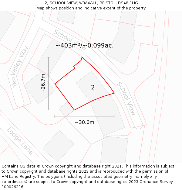 2, SCHOOL VIEW, WRAXALL, BRISTOL, BS48 1HG: Plot and title map