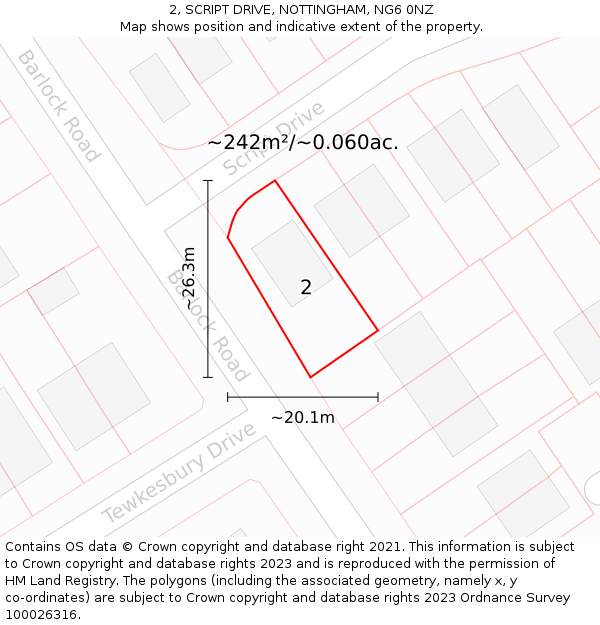 2, SCRIPT DRIVE, NOTTINGHAM, NG6 0NZ: Plot and title map