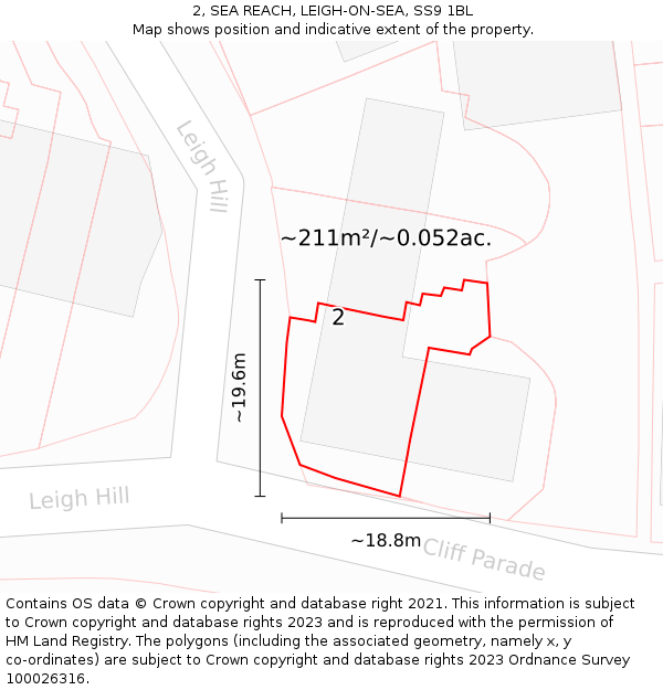 2, SEA REACH, LEIGH-ON-SEA, SS9 1BL: Plot and title map