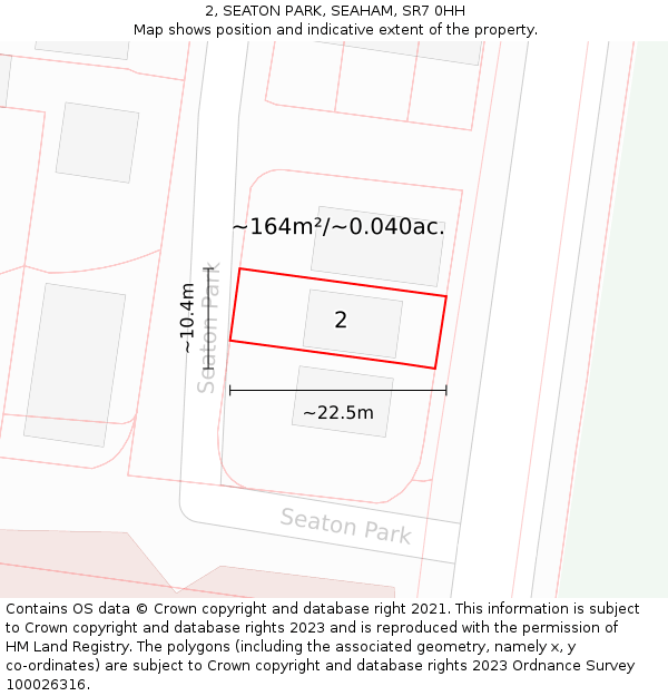 2, SEATON PARK, SEAHAM, SR7 0HH: Plot and title map