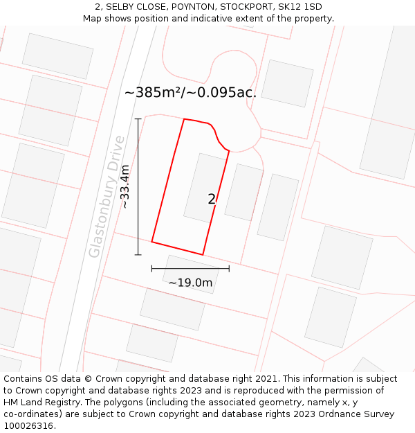 2, SELBY CLOSE, POYNTON, STOCKPORT, SK12 1SD: Plot and title map