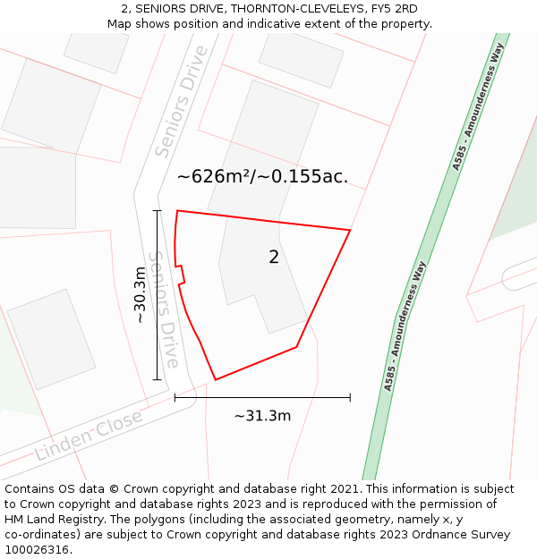 2, SENIORS DRIVE, THORNTON-CLEVELEYS, FY5 2RD: Plot and title map