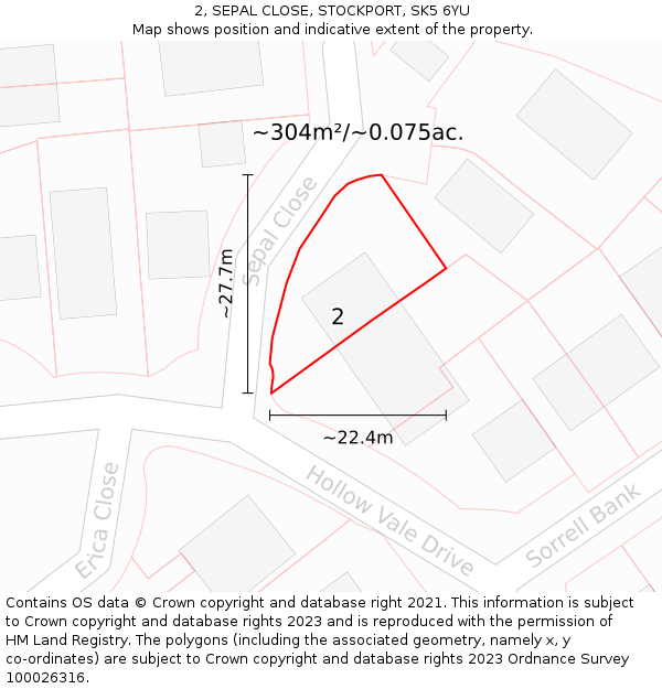2, SEPAL CLOSE, STOCKPORT, SK5 6YU: Plot and title map