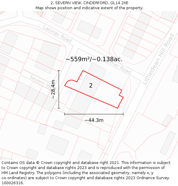 2, SEVERN VIEW, CINDERFORD, GL14 2XE: Plot and title map