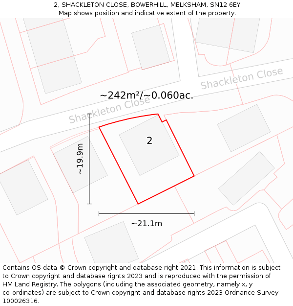 2, SHACKLETON CLOSE, BOWERHILL, MELKSHAM, SN12 6EY: Plot and title map