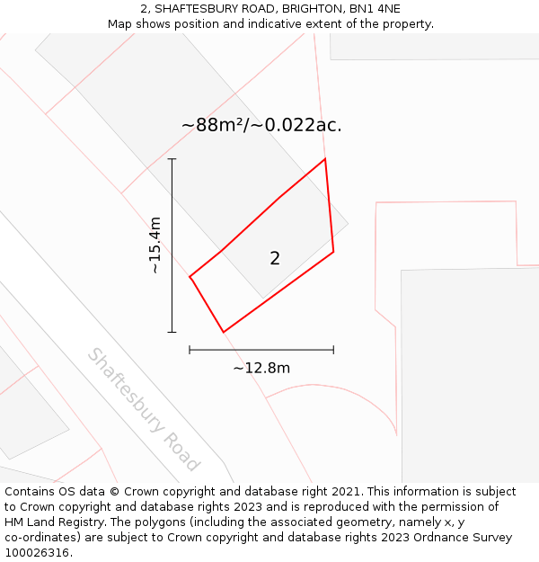 2, SHAFTESBURY ROAD, BRIGHTON, BN1 4NE: Plot and title map