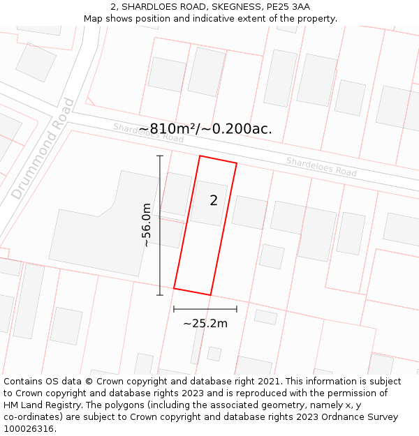 2, SHARDLOES ROAD, SKEGNESS, PE25 3AA: Plot and title map