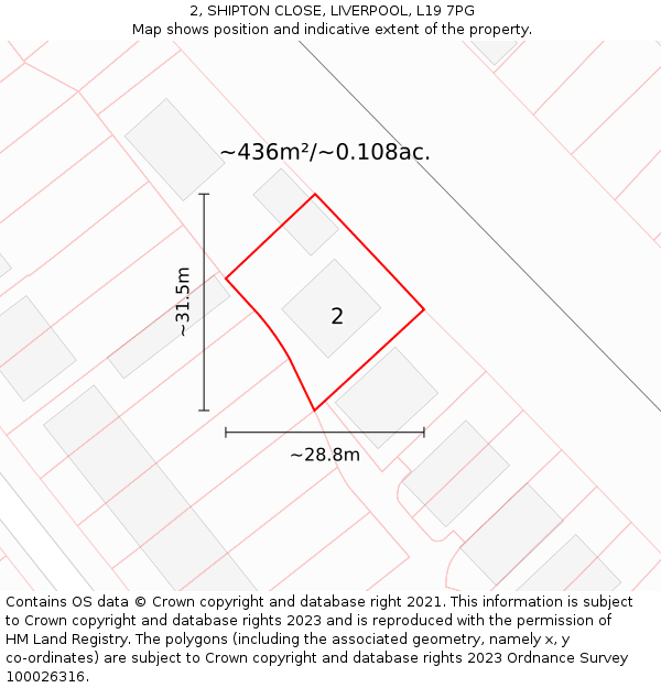 2, SHIPTON CLOSE, LIVERPOOL, L19 7PG: Plot and title map