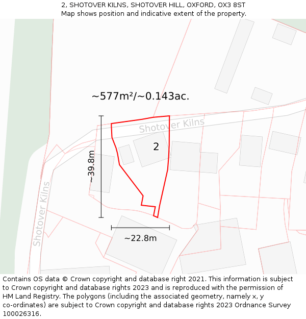 2, SHOTOVER KILNS, SHOTOVER HILL, OXFORD, OX3 8ST: Plot and title map