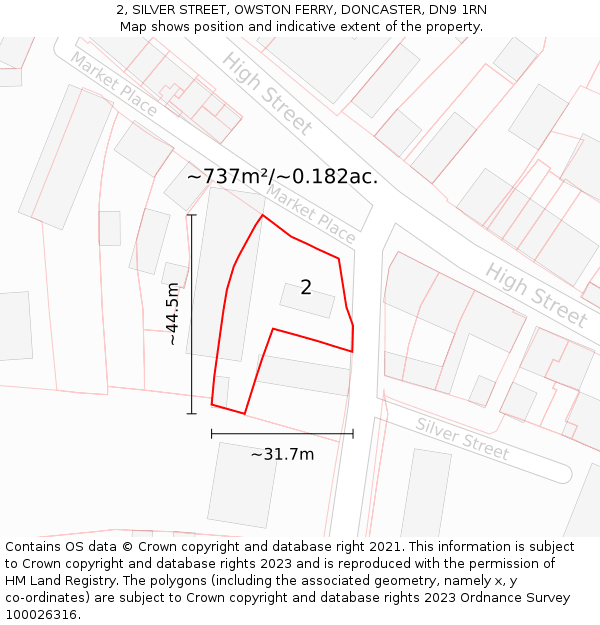 2, SILVER STREET, OWSTON FERRY, DONCASTER, DN9 1RN: Plot and title map