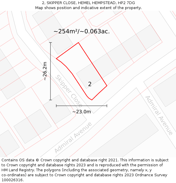 2, SKIPPER CLOSE, HEMEL HEMPSTEAD, HP2 7DG: Plot and title map