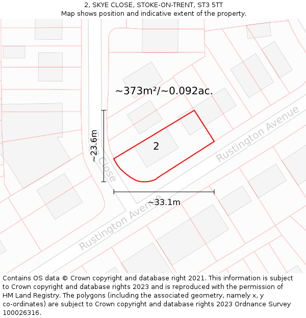 2, SKYE CLOSE, STOKE-ON-TRENT, ST3 5TT: Plot and title map