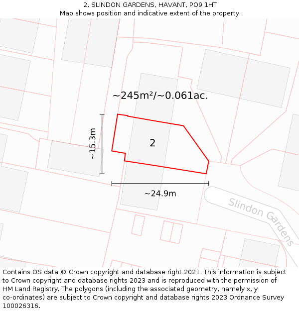 2, SLINDON GARDENS, HAVANT, PO9 1HT: Plot and title map