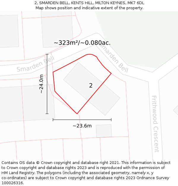 2, SMARDEN BELL, KENTS HILL, MILTON KEYNES, MK7 6DL: Plot and title map