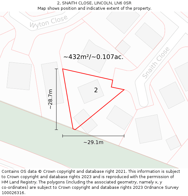 2, SNAITH CLOSE, LINCOLN, LN6 0SR: Plot and title map