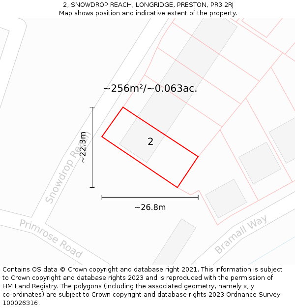 2, SNOWDROP REACH, LONGRIDGE, PRESTON, PR3 2RJ: Plot and title map