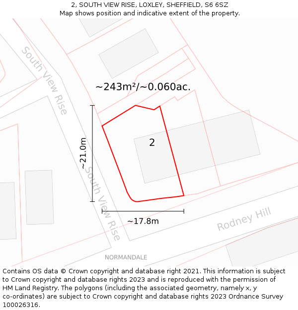 2, SOUTH VIEW RISE, LOXLEY, SHEFFIELD, S6 6SZ: Plot and title map