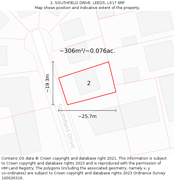 2, SOUTHFIELD DRIVE, LEEDS, LS17 6RP: Plot and title map