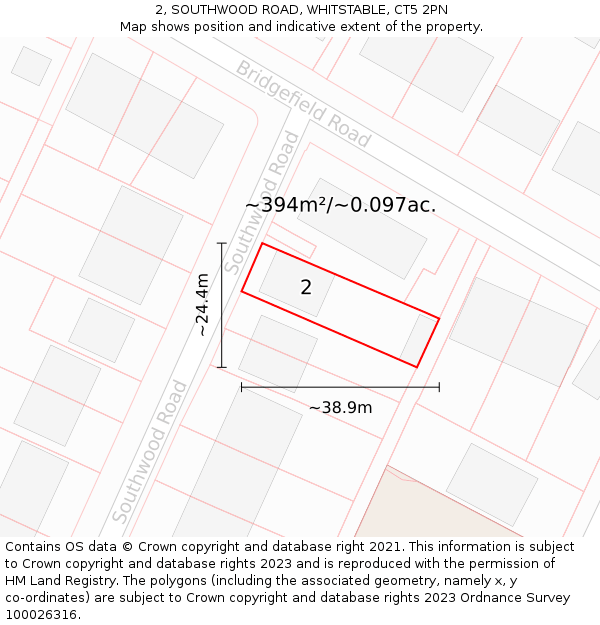 2, SOUTHWOOD ROAD, WHITSTABLE, CT5 2PN: Plot and title map