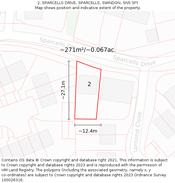 2, SPARCELLS DRIVE, SPARCELLS, SWINDON, SN5 5FY: Plot and title map