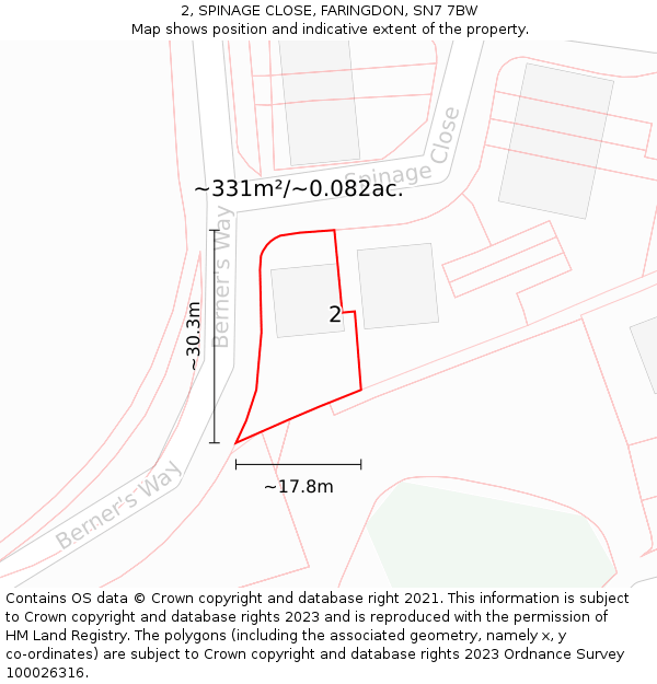 2, SPINAGE CLOSE, FARINGDON, SN7 7BW: Plot and title map