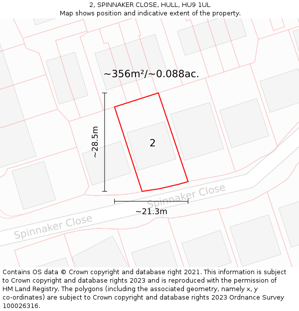 2, SPINNAKER CLOSE, HULL, HU9 1UL: Plot and title map