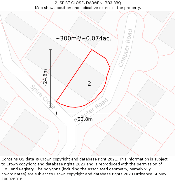 2, SPIRE CLOSE, DARWEN, BB3 3RQ: Plot and title map