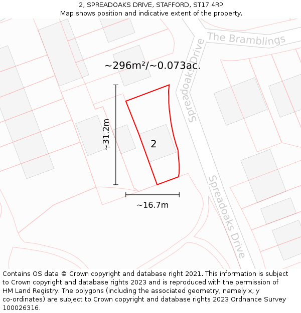 2, SPREADOAKS DRIVE, STAFFORD, ST17 4RP: Plot and title map