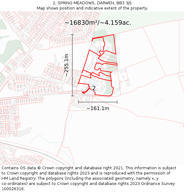 2, SPRING MEADOWS, DARWEN, BB3 3JS: Plot and title map