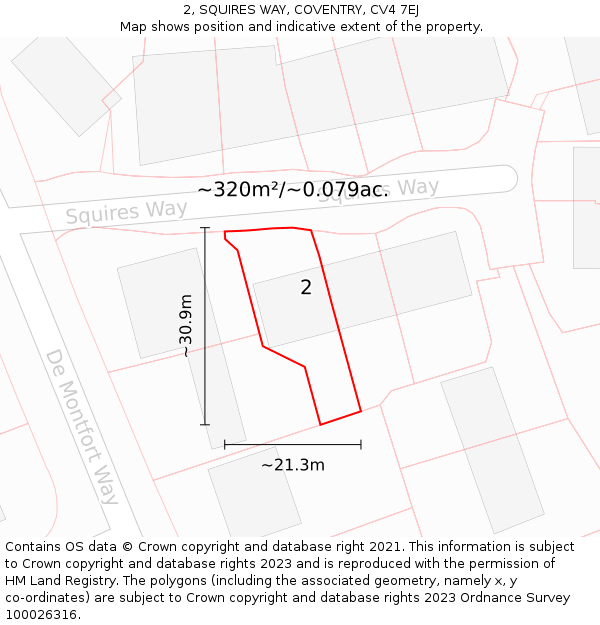 2, SQUIRES WAY, COVENTRY, CV4 7EJ: Plot and title map