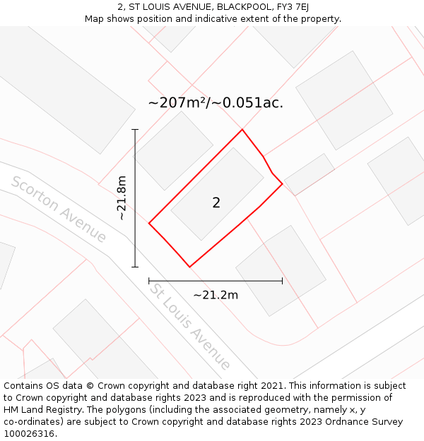 2, ST LOUIS AVENUE, BLACKPOOL, FY3 7EJ: Plot and title map