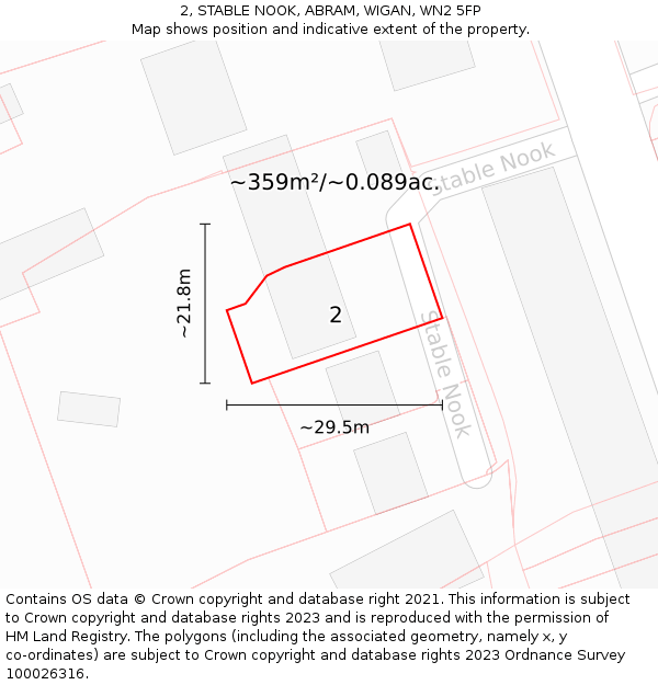 2, STABLE NOOK, ABRAM, WIGAN, WN2 5FP: Plot and title map