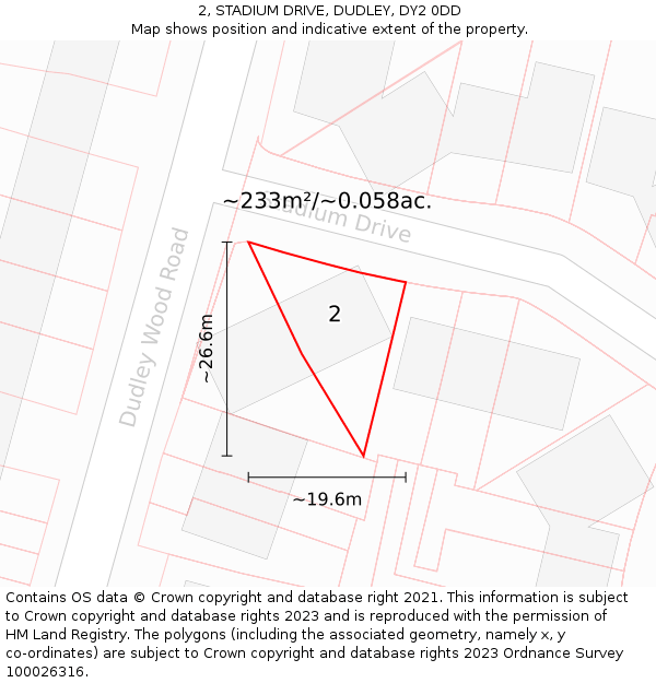 2, STADIUM DRIVE, DUDLEY, DY2 0DD: Plot and title map