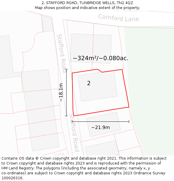 2, STAFFORD ROAD, TUNBRIDGE WELLS, TN2 4QZ: Plot and title map