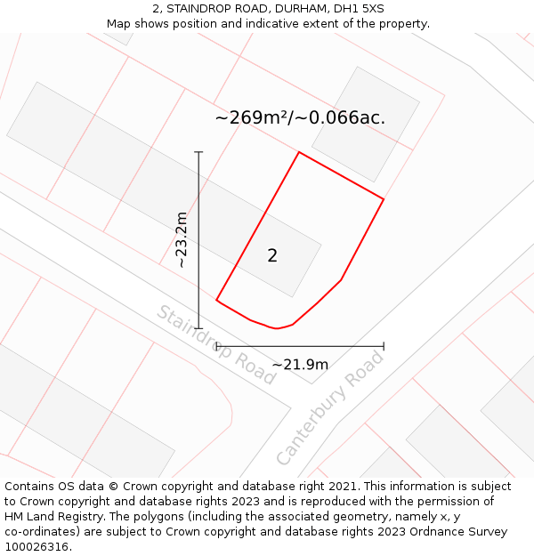 2, STAINDROP ROAD, DURHAM, DH1 5XS: Plot and title map