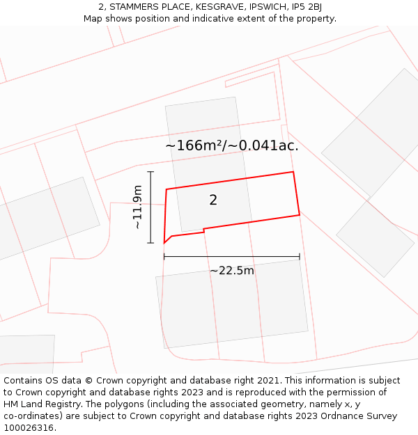 2, STAMMERS PLACE, KESGRAVE, IPSWICH, IP5 2BJ: Plot and title map