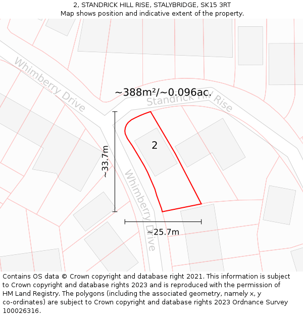 2, STANDRICK HILL RISE, STALYBRIDGE, SK15 3RT: Plot and title map