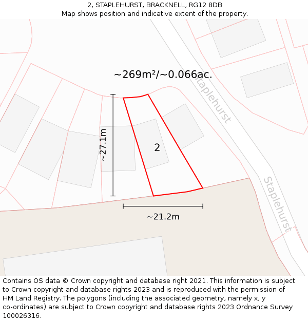 2, STAPLEHURST, BRACKNELL, RG12 8DB: Plot and title map