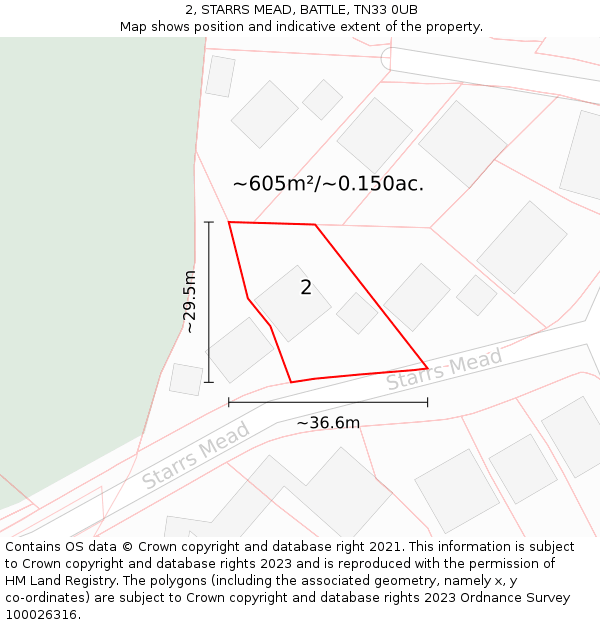 2, STARRS MEAD, BATTLE, TN33 0UB: Plot and title map