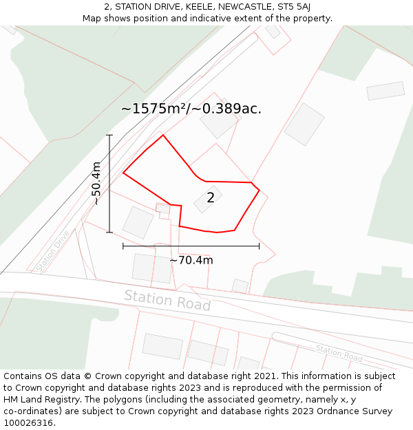 2, STATION DRIVE, KEELE, NEWCASTLE, ST5 5AJ: Plot and title map