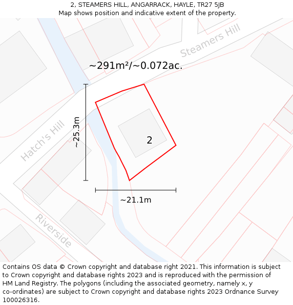 2, STEAMERS HILL, ANGARRACK, HAYLE, TR27 5JB: Plot and title map