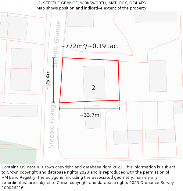 2, STEEPLE GRANGE, WIRKSWORTH, MATLOCK, DE4 4FS: Plot and title map