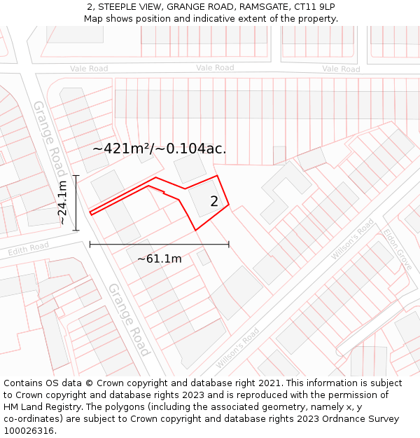 2, STEEPLE VIEW, GRANGE ROAD, RAMSGATE, CT11 9LP: Plot and title map