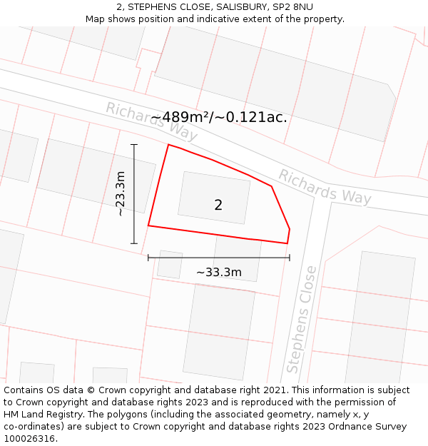 2, STEPHENS CLOSE, SALISBURY, SP2 8NU: Plot and title map