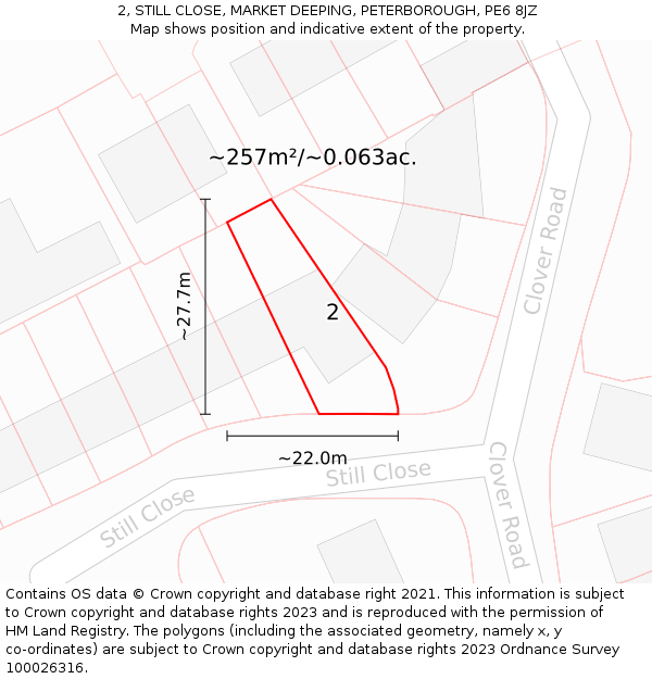 2, STILL CLOSE, MARKET DEEPING, PETERBOROUGH, PE6 8JZ: Plot and title map