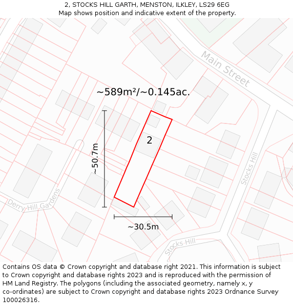 2, STOCKS HILL GARTH, MENSTON, ILKLEY, LS29 6EG: Plot and title map