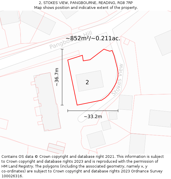 2, STOKES VIEW, PANGBOURNE, READING, RG8 7RP: Plot and title map